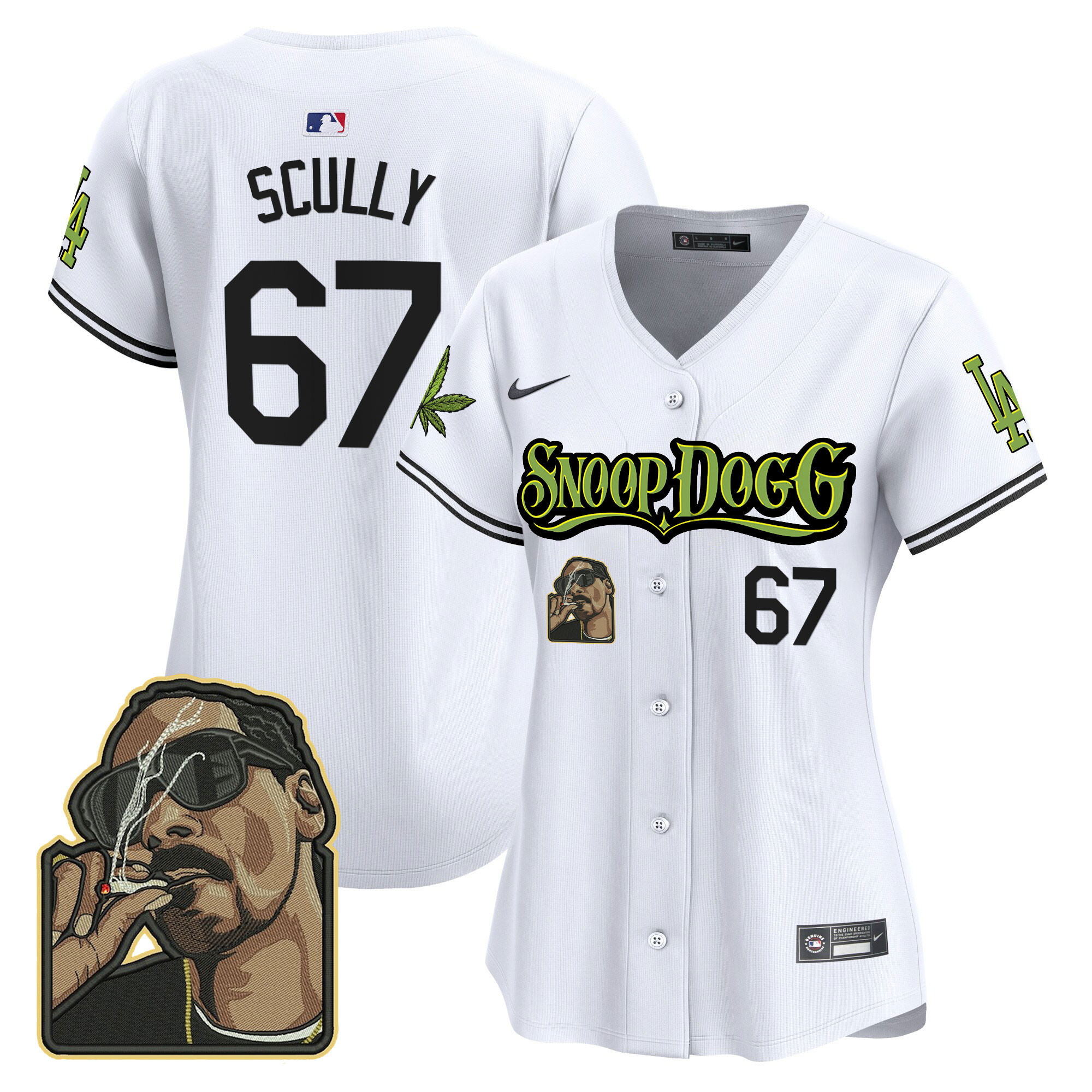 Vin Scully Women's Los Angeles Dodgers Snoop Dogg Vapor Premier Limited White Jersey - All Stitched