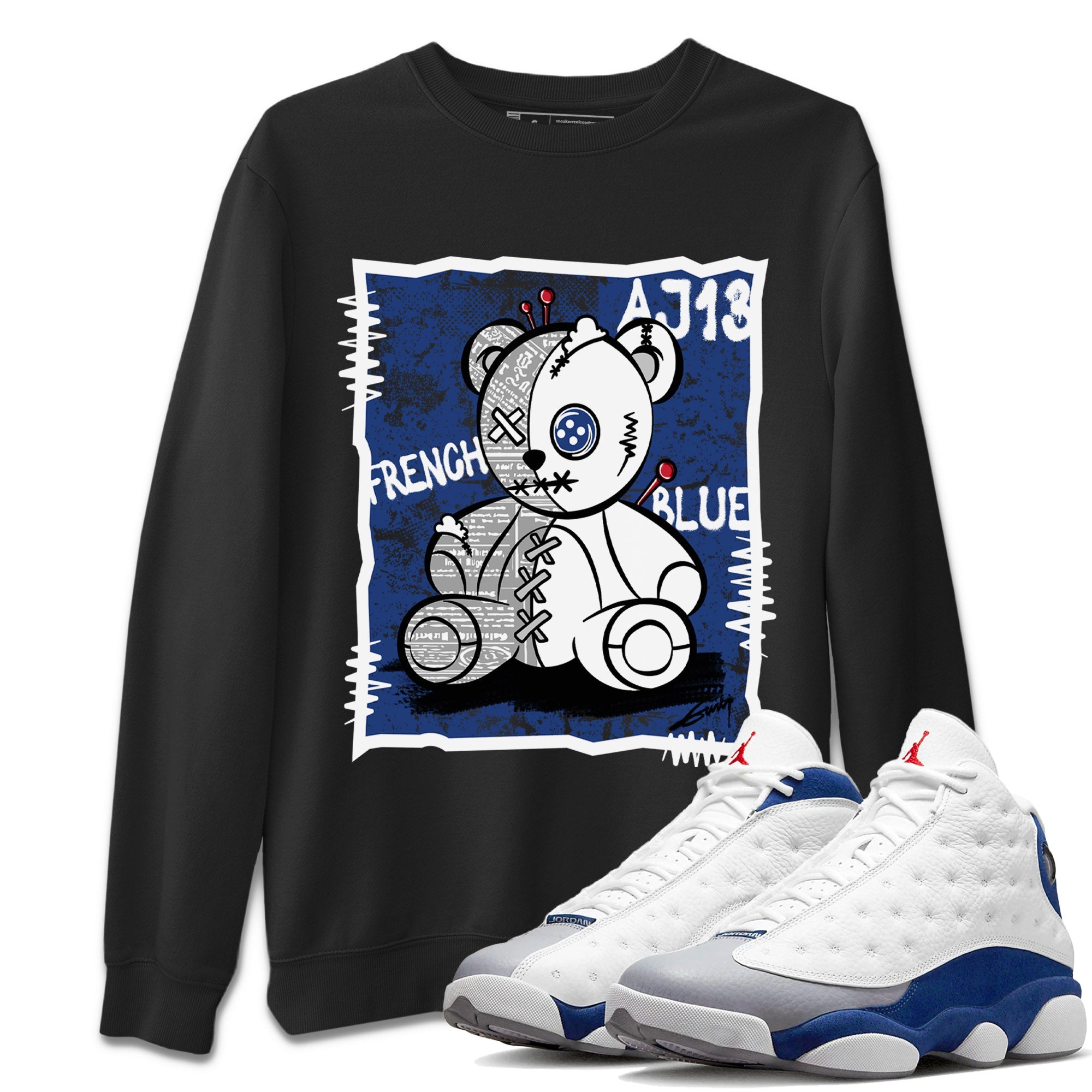 Vintage Bear Unisex Sweater – Air Jordan 13 French Blue, Sneakers Matching Sweater