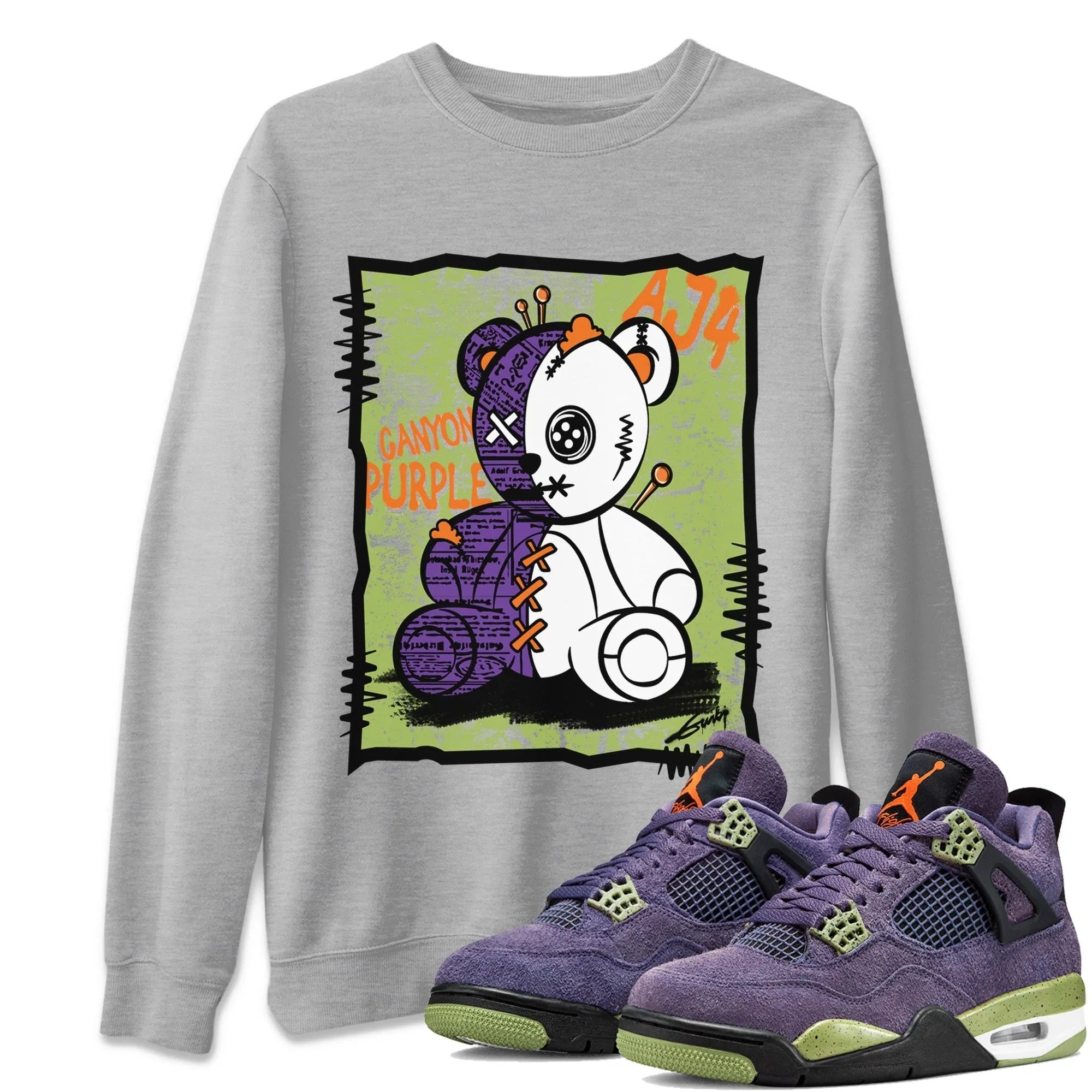 Vintage Bear Unisex Sweater – Air Jordan 4 Canyon Purple, Sneakers Matching Sweater
