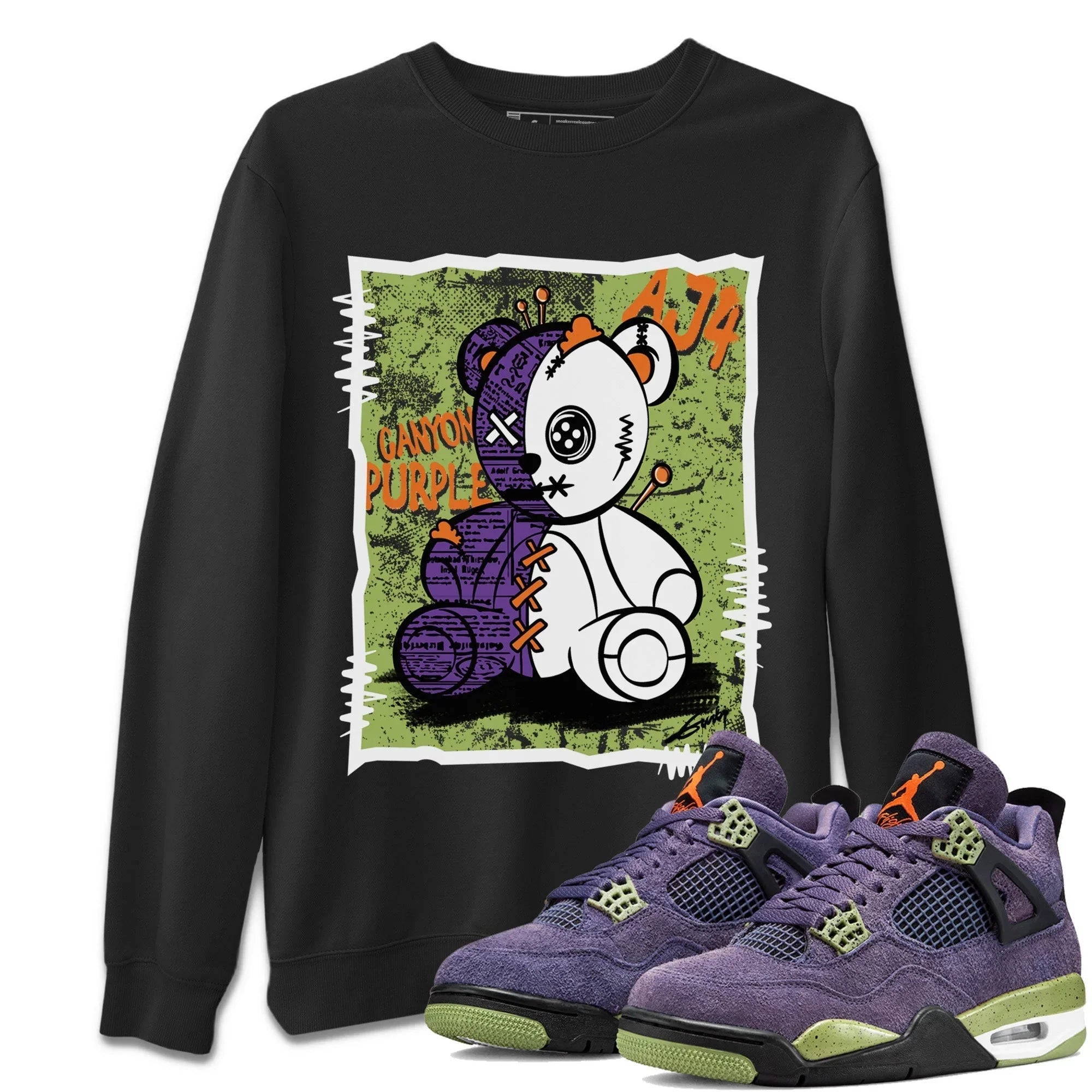 Vintage Bear Unisex Sweater – Air Jordan 4 Canyon Purple, Sneakers Matching Sweater