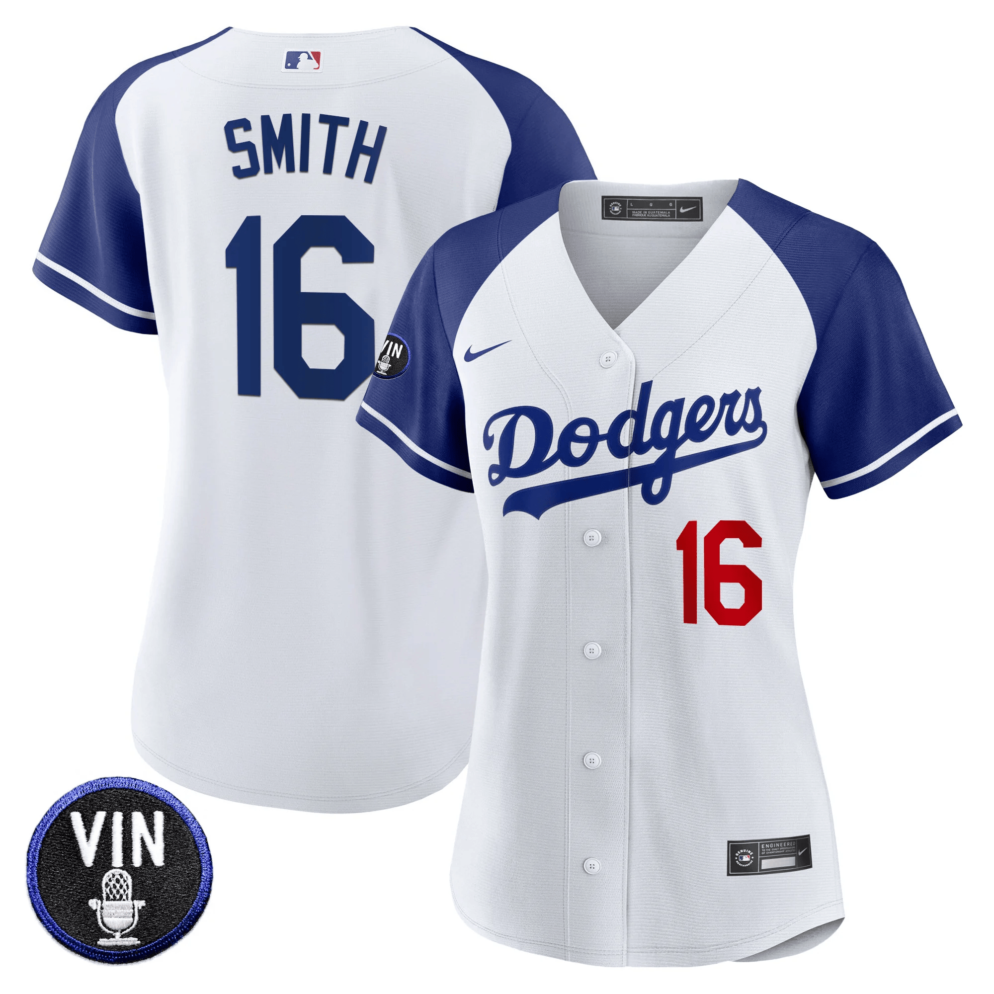 Will Smith Women's Los Angeles Dodgers Vin Scully Patch Alternate White Jersey - All Stitched