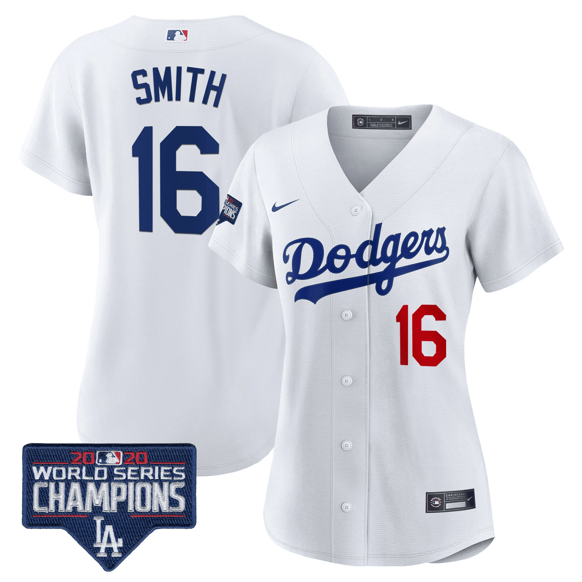 Will Smith Women's Los Angeles Dodgers World Series Champions Patch White Jersey - All Stitched