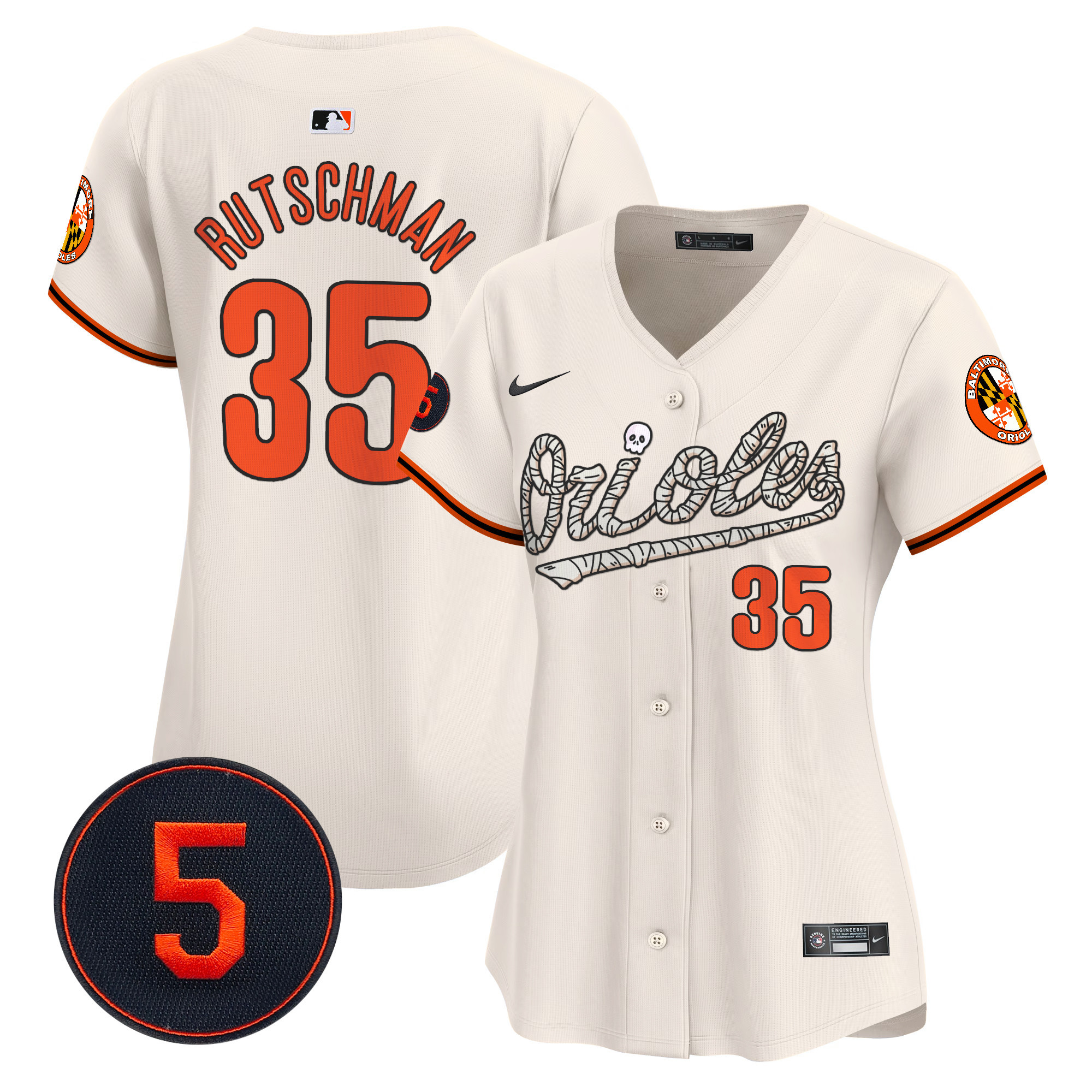 Women's Adley Rutschman Baltimore Orioles Halloween Vapor Premier Limited Cream Jersey - All Stitched