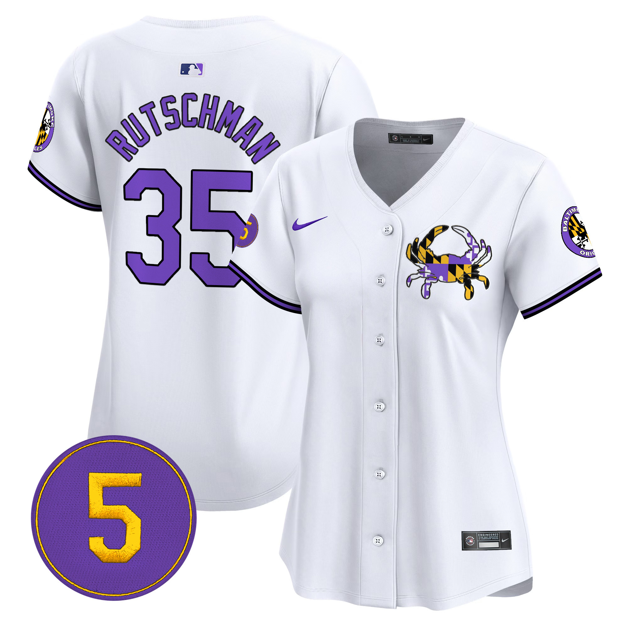 Women's Adley Rutschman Baltimore Orioles Purple Vapor Premier Limited White Jersey - All Stitched