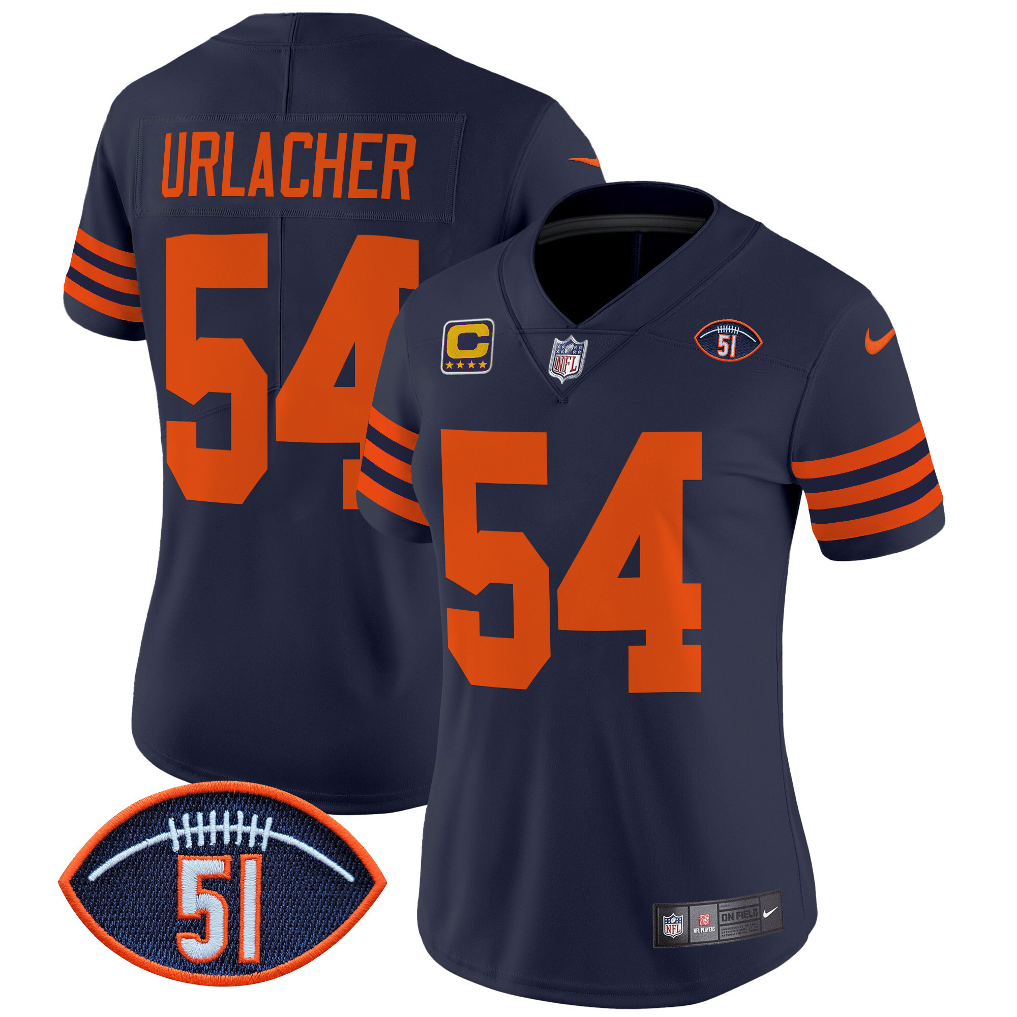 Women's Brian Urlacher Chicago Bears Dick Butkus Patch Throwback Vapor Limited Navy Jersey - All Stitched