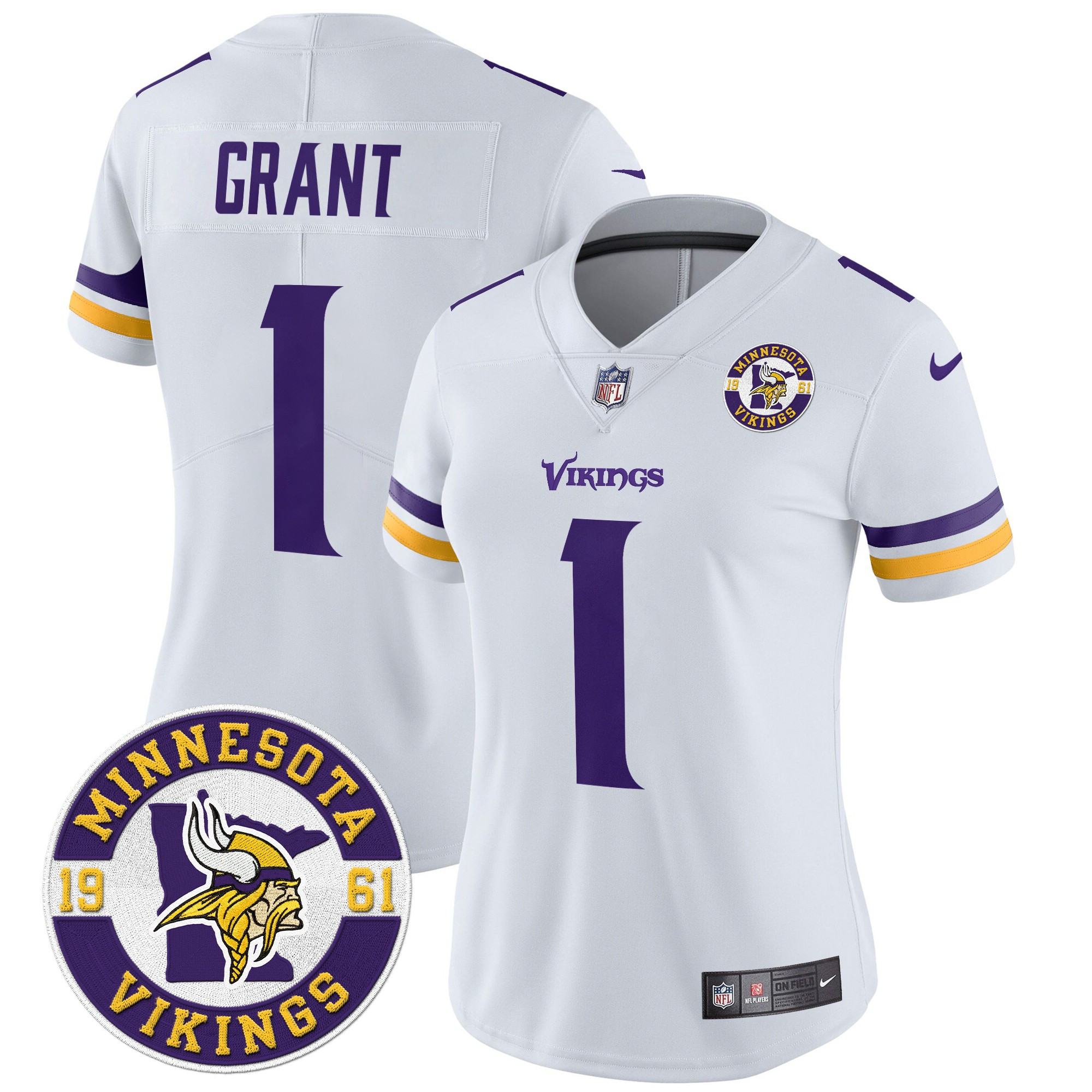 Women's Bud Grant Minnesota Vikings 2024 Vapor Limited White Jersey - All Stitched