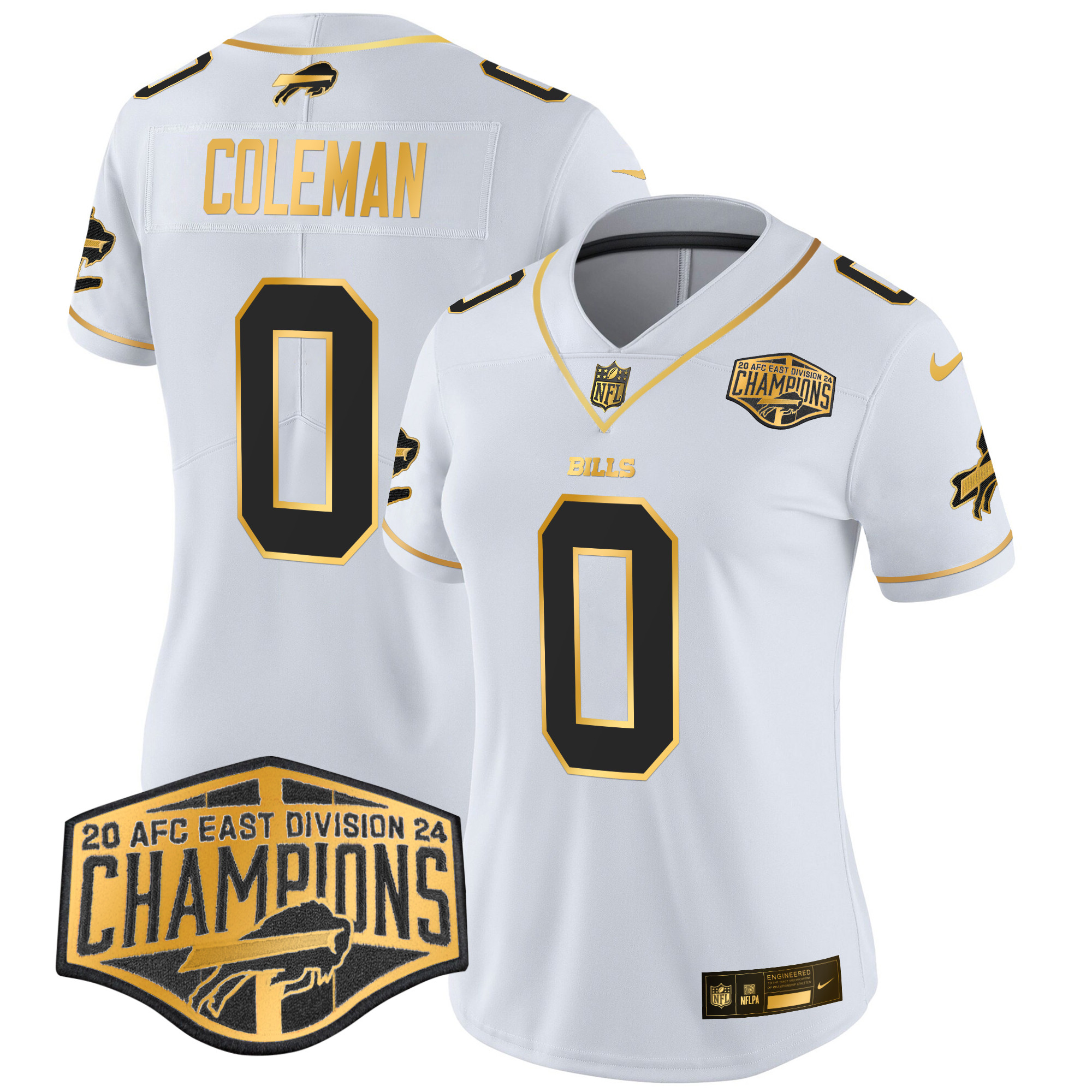 Women's Keon Coleman Buffalo Bills 2024 AFC East Division Champions Gold Vapor Limited White Gold Jersey - All Stitched