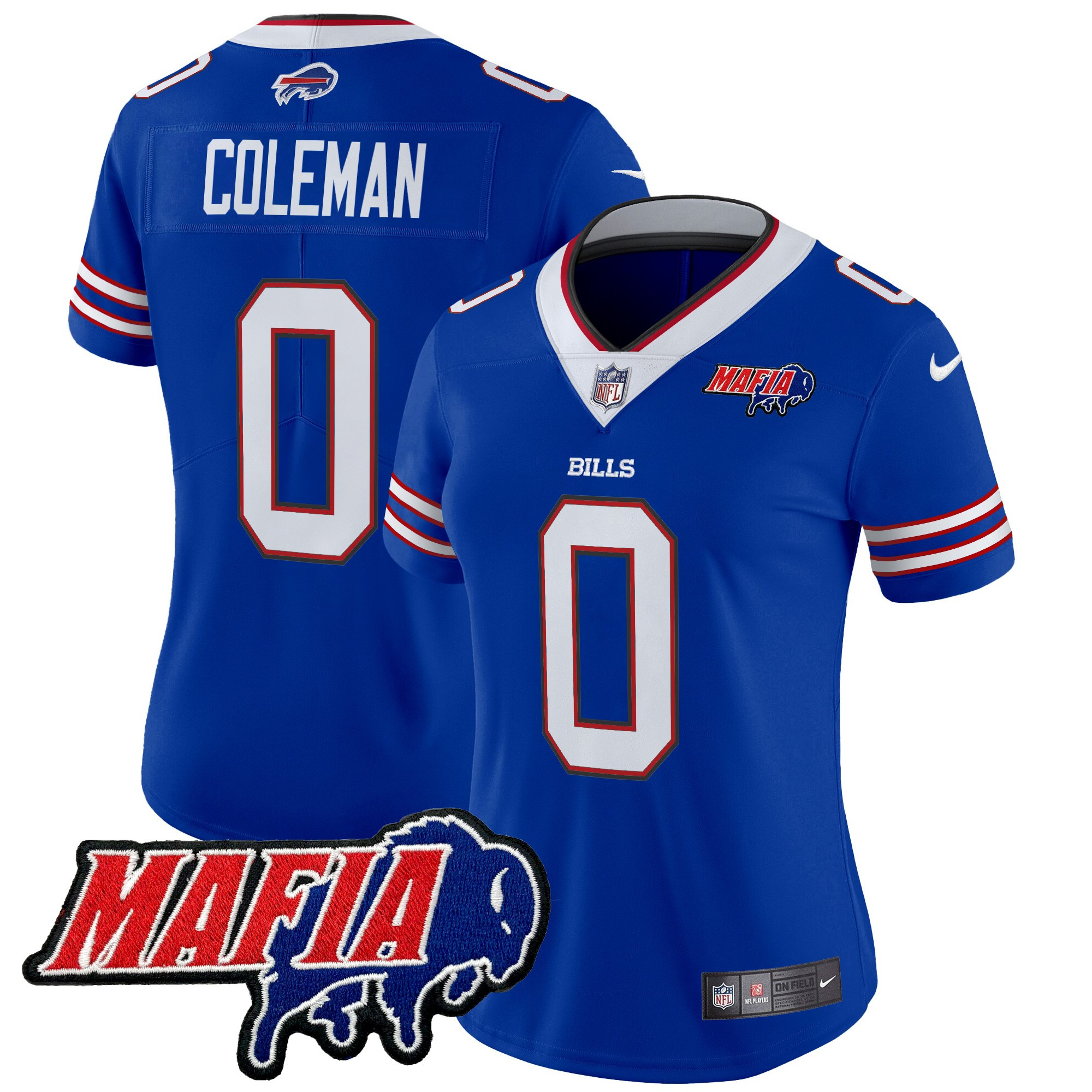 Women's Keon Coleman Buffalo Bills 2024 Buffalo Bills Mafia Patch Vapor Limited Royal Jersey - All Stitched
