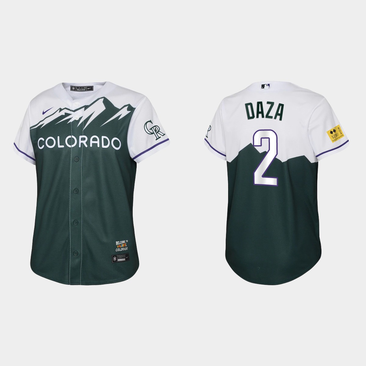 Youth Colorado Rockies Yonathan Daza Green 2022 City Connect Jersey